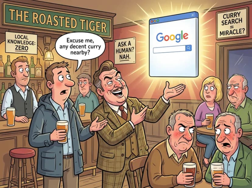 A pub recommendation question met with a smug Google response.